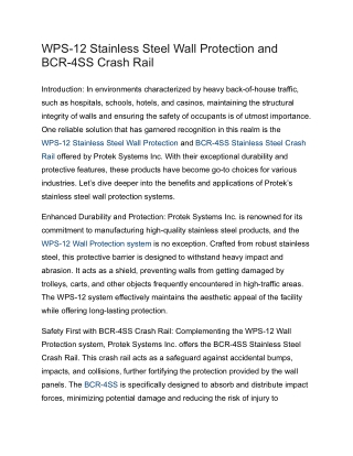 WPS-12 Stainless Steel Wall Protection and BCR-4SS Crash Rail