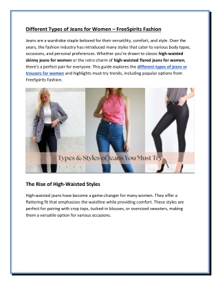 Different Types of Jeans for Women: Styles You Must Try - FreeSpirits Fashion