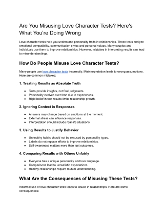 Are You Misusing Love Character Tests