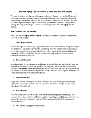 Anti Aging Tips for Women, BBF