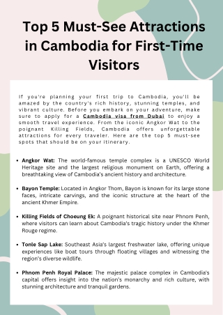 Top 5 Must-See Attractions in Cambodia for First-Time Visitors