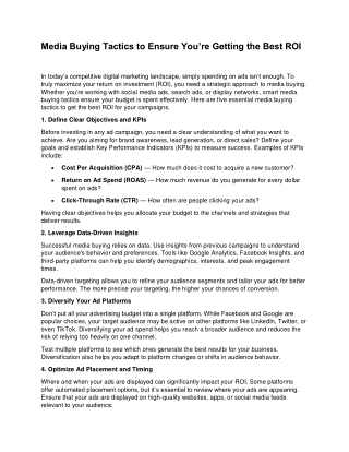 Media Buying Tactics to Ensure You