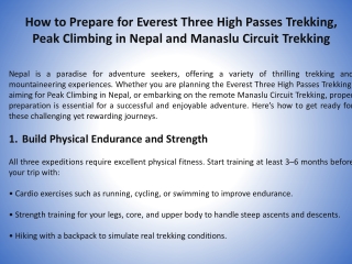 How to Prepare for Everest Three High Passes Trekking, Peak Climbing in Nepal and Manaslu Circuit Trekking