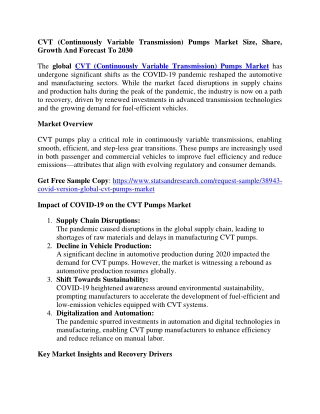 CVT (Continuously Variable Transmission) Pumps Market