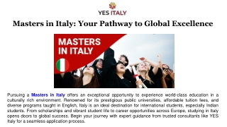 Masters in Italy: Your Pathway to Global Excellence