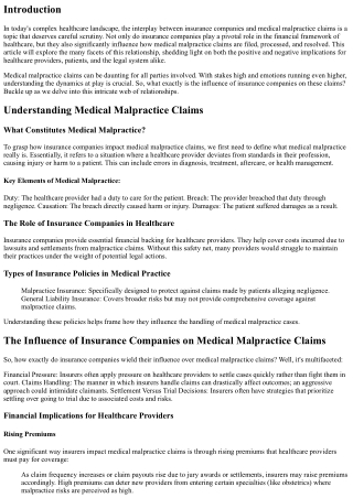 The Influence of Insurance Companies on Medical Malpractice Claims