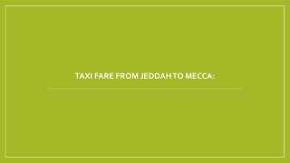Taxi fare from Jeddah to Mecca