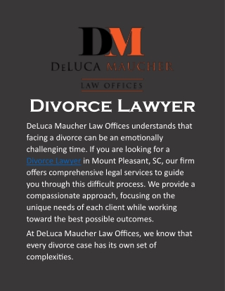 Divorce Lawyer: Helping You Navigate Divorce with Confidence in Mount Pleasant