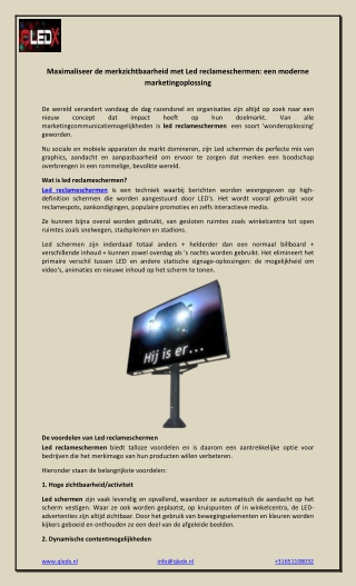 Maximaliseer de merkzichtbaarheid met Led reclameschermen: een moderne marketing