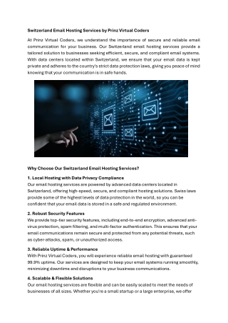 Switzerland Email Hosting Services by Prinz Virtual Coders