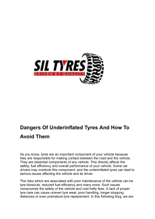 Dangers Of Underinflated Tyres And How To Avoid Them