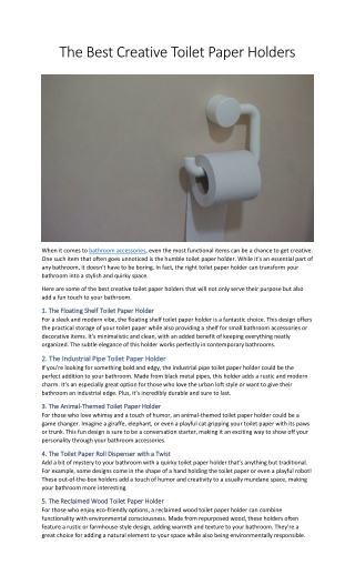 The Best Creative Toilet Paper Holders