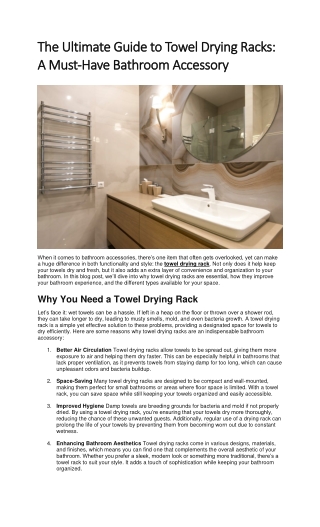 The Ultimate Guide to Towel Drying Racks