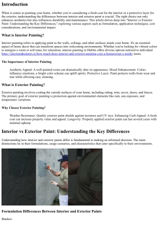“Interior vs Exterior Paint: Understanding the Key Differences”
