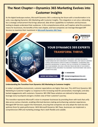 The Next Chapter—Dynamics 365 Marketing Evolves into Customer Insights