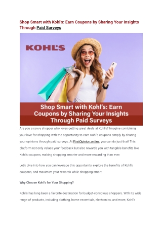 Shop Smart with Kohl’s_ Earn Coupons by Sharing Your Insights Through Paid Surveys