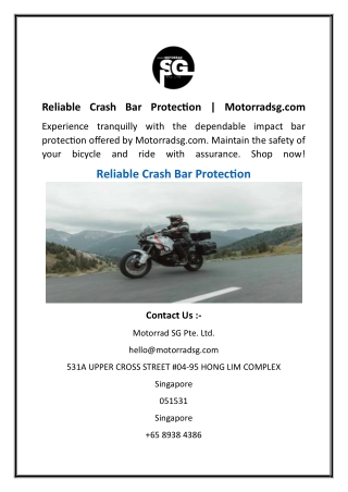 Reliable Crash Bar Protection  Motorradsg.com