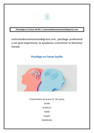 Psicología en Camas Sevilla | centromedicosantamariadegracia.com