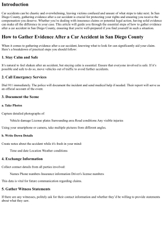 How to Gather Evidence After a Car Accident in San Diego County