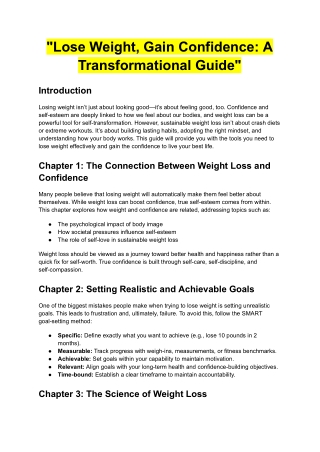 Lose Weight, Gain Confidence A Transformational Guide