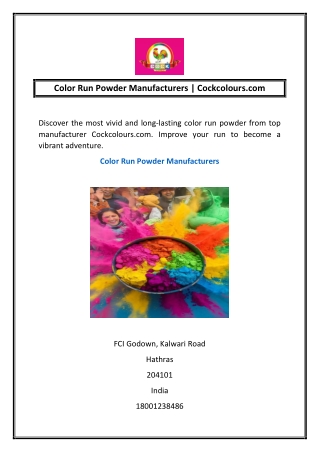 Color Run Powder Manufacturers | Cockcolours.com