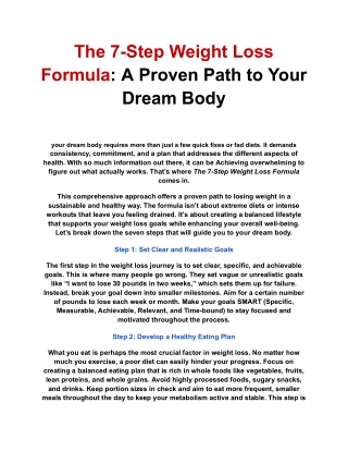 The 7-Step Weight Loss Formula A Proven Path to Your Dream Body