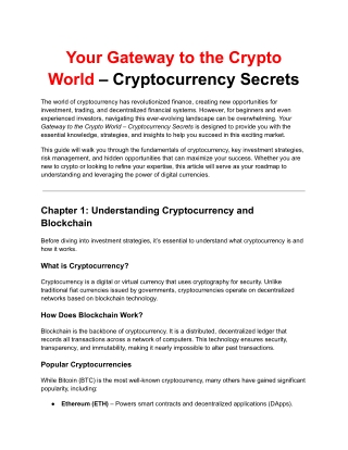 UnYour Gateway to the Crypto World – Cryptocurrency Secrets