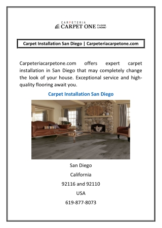 Carpet Installation San Diego | Carpeteriacarpetone.com