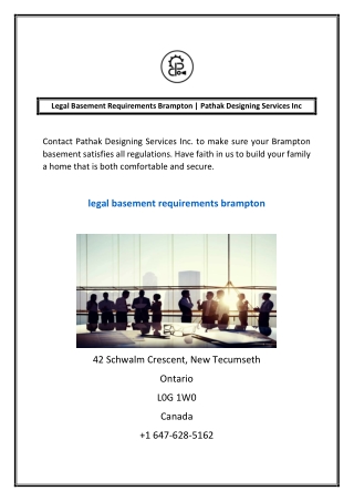 Legal Basement Requirements Brampton | Pathak Designing Services Inc