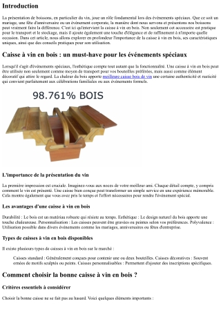 Caisse à vin en bois : un must-have pour les événements spéciaux