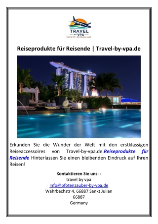 Reiseprodukte für Reisende | Travel-by-vpa.de