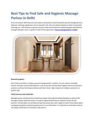Best Tips to Find Safe and Hygienic Massage Parlour in Delhi