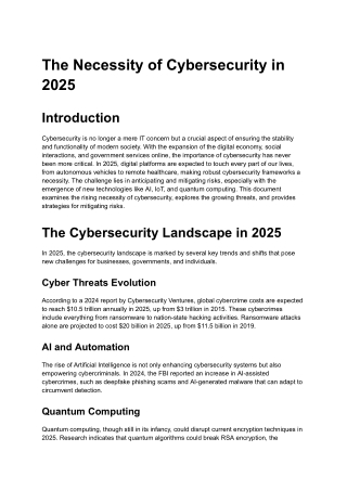 The Necessity of Cybersecurity in 2025 | Endpoint Security solutions