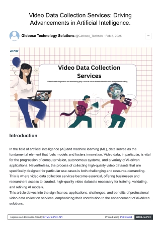 Video Data Collection Services: Driving Advancements in Artificial Intelligence.