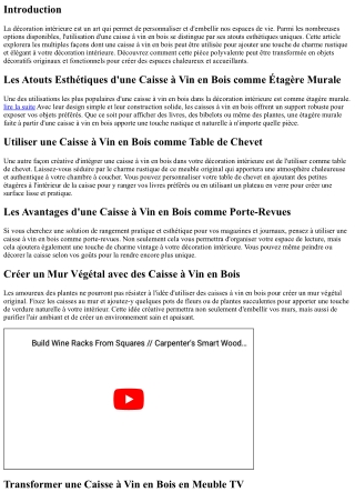 Les atouts esthétiques d'une caisse à vin en bois dans la décoration intérieure