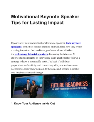 Motivational Keynote Speaker Tips for Lasting Impact