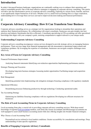 Corporate Advisory Consulting: How It Can Transform Your Business