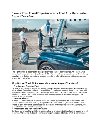 Elevate Your Travel Experience with Travl XL: Premier Manchester Airport Transfe