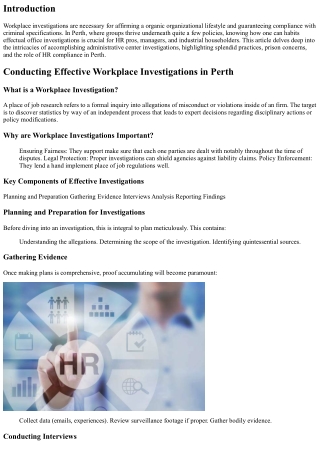 Conducting Effective Workplace Investigations in Perth
