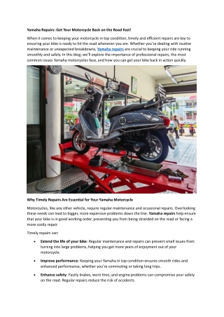 Yamaha Repairs: Expert Solutions for All Your Engine Troubles