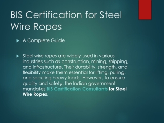 BIS Certification for Steel Wire Ropes