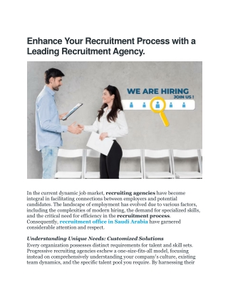 Enhance Your Recruitment Process with a Leading Recruitment Agency