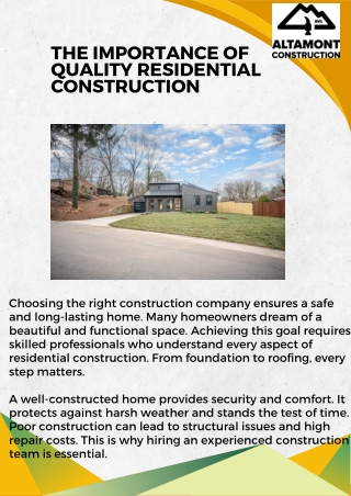 Expert Residential Construction Services  Altamont Construction AVL