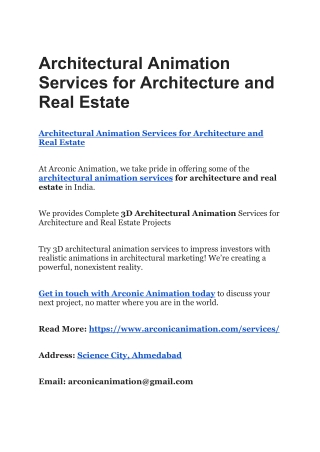 Architectural Animation Services for Architecture and Real Estate