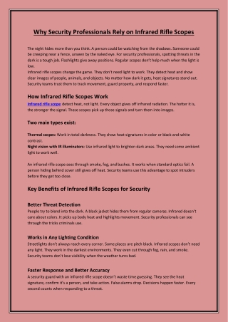 Infrared Rifle Scope: Advanced Night Vision for Tactical Precision