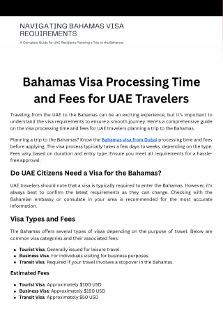 Bahamas Visa Processing Time and Fees for UAE Travelers