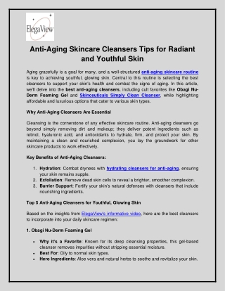 Anti-Aging Skincare Cleansers Tips for Radiant and Youthful Skin
