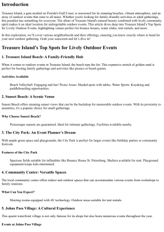 “Treasure Island’s Top Spots for Lively Outdoor Events.”