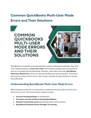 Common QuickBooks Multi-User Mode Errors and Their Solutions