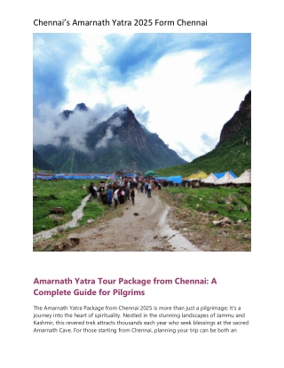 Amarnath Yatra Tour Package from Chennai